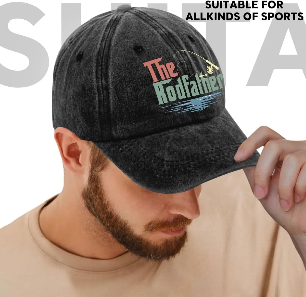 Fishing Adjustable Cotton Baseball Cap, Funny Trucker Hat Gift for Men Women Grandpa Dad Fishing Lover Fisherman
