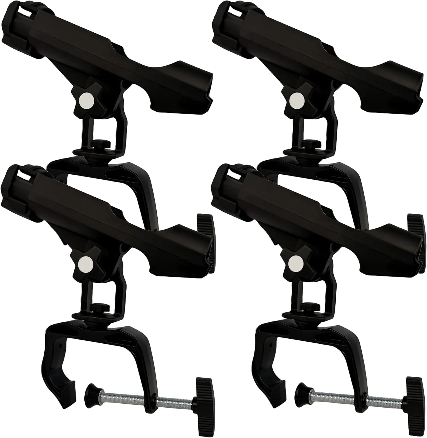 Fishing Boat Rods Holder with Large Clamp Opening 360 Degree Adjustable Fishing Rod Racks Folding Holder (RH20L-4Pack)