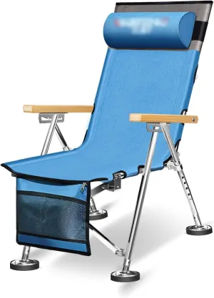 Fishing Chair Camping Folding Chair Adjustable Back Reclining Camp Chairs with Bag Pillow and Armrests for Fishing Hiking Beach 550lbs Capacity Folding Chair Fishing Fishing Camping Chair ( Color : Bi