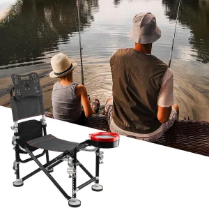 Fishing Chair, Folding Ice Fishing Chair for Adults, Oversized Camp Chair with Cup Holder, Cooler Bag, Outdoor Folding Chair for Fishing, Lawn, Patio, Garden, Support 300lbs Black