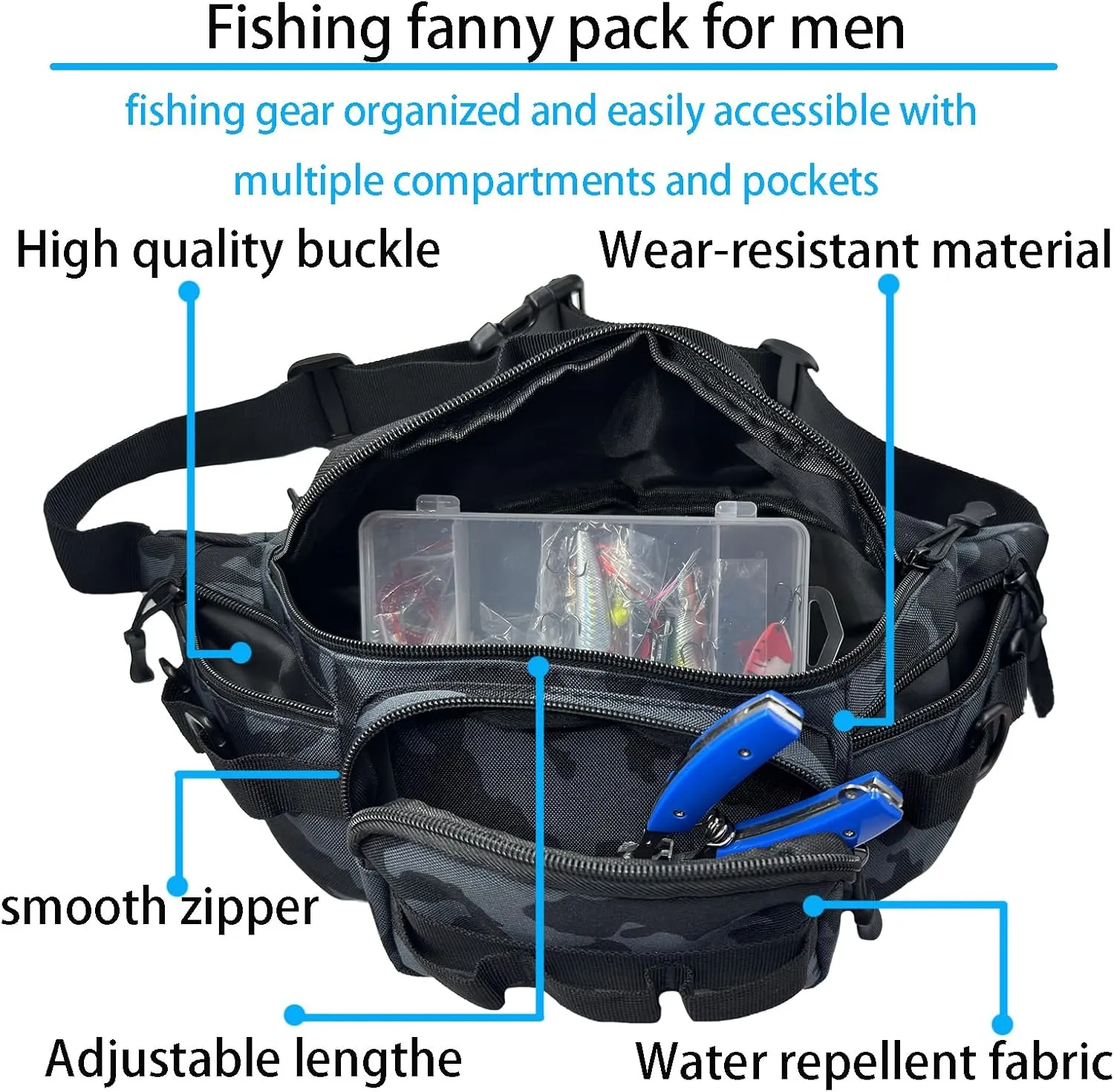 Fishing Fanny Pack for Men - Easy to Use and Adjust Waist Pack With Plenty of Space