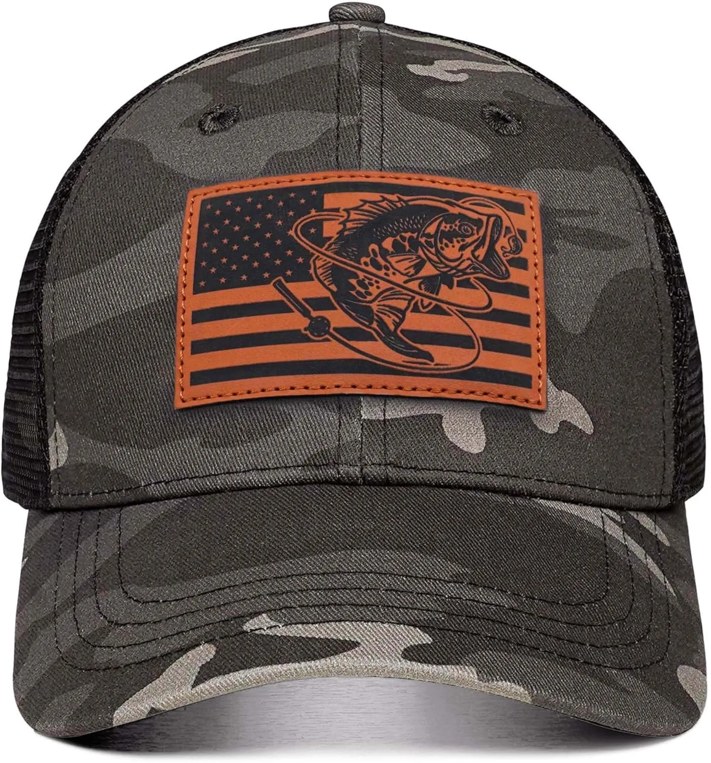Fishing Gifts for Men - Snapback & Trucker Hats - American Flag Outdoor Fishing Hat