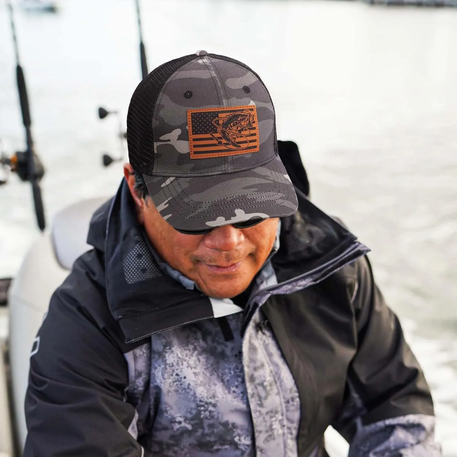 Fishing Gifts for Men - Snapback & Trucker Hats - American Flag Outdoor Fishing Hat