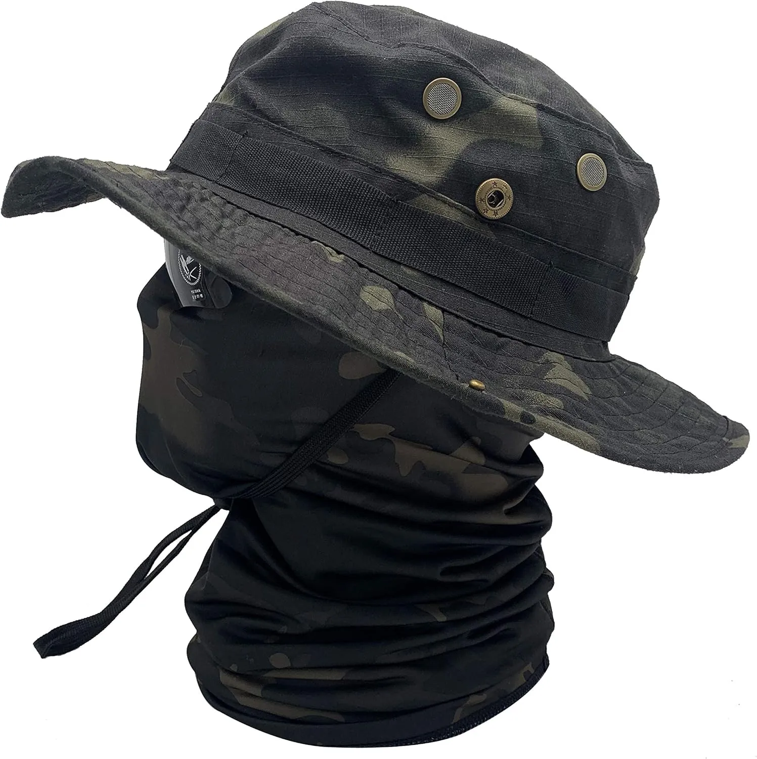 Fishing Hat Boonie Hat Tactical hat Camo Hats Balaclava Headband Glasses Set for Outdoor Sport Unisex