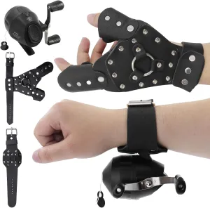 Fishing Reel Kit with Wristband and Hand Guard for Slingshot Fishing Darts Reel Leather Wrist Wrap for Shooting
