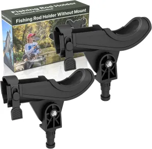 Fishing Rod Holder - No Mount Included, Compatible with Scotty Accessories, Quick-Release Strap for Spinning & Baitcaster Rods, Ideal for Kayaks, Canoes, and Small Boats, Pack of 2