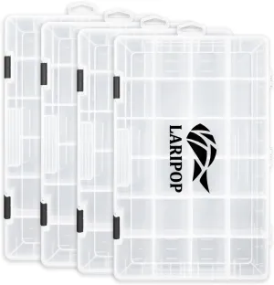 Fishing Tackle Box Set with Adjustable Dividers, Transparent Organizer Tray, Plastic Tool Box, Bait Separator -Angler's equipment lure box - 4 Packs Tackle Trays - Parts Box