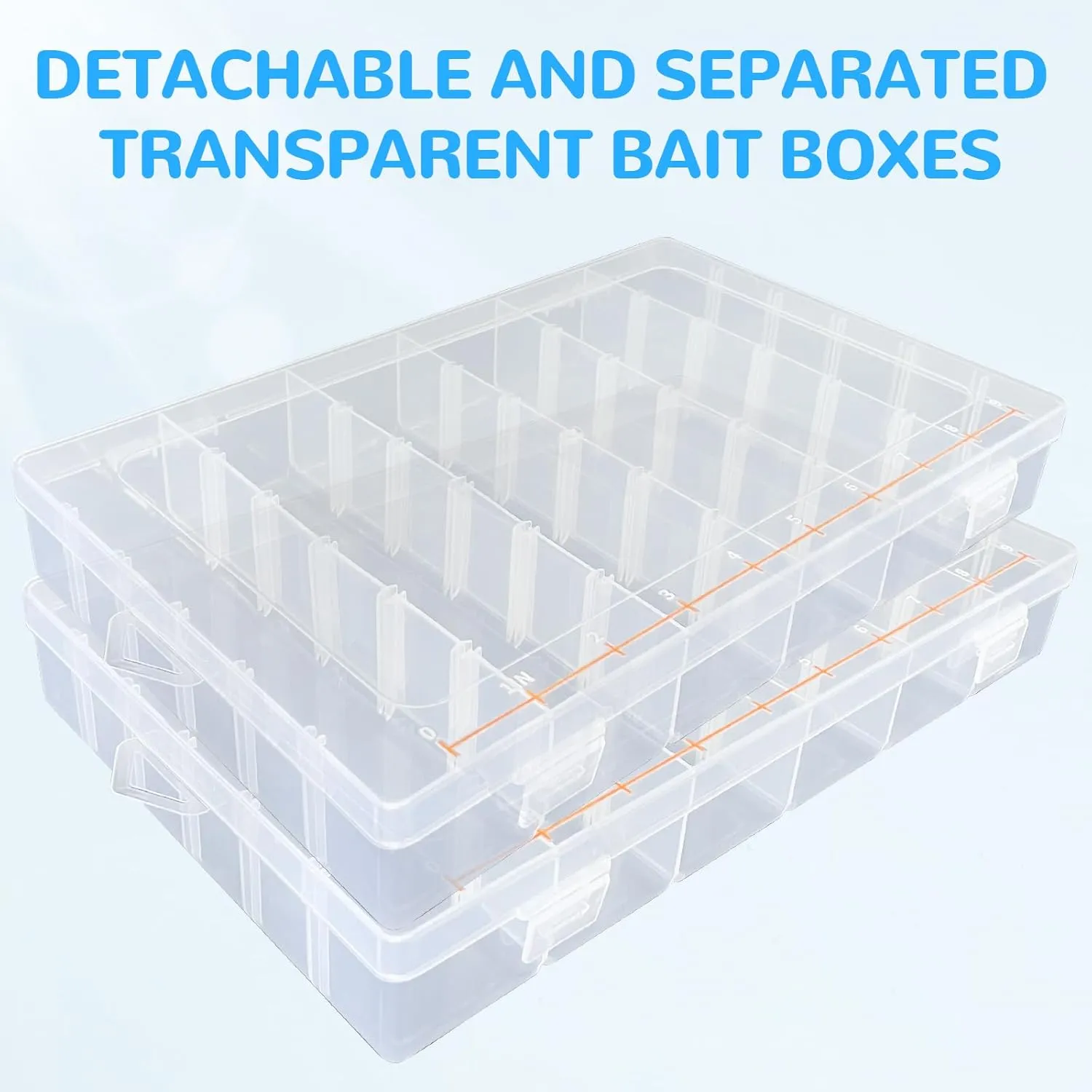 Fishing Tackle Boxes Waterproof 3600 Tackle Trays Clear Plastic Storage Organizer Box with Removable Dividers 4 Packs Box Storage Organizer for Fishing Lure Bait Hook Jewelry Craft Beads