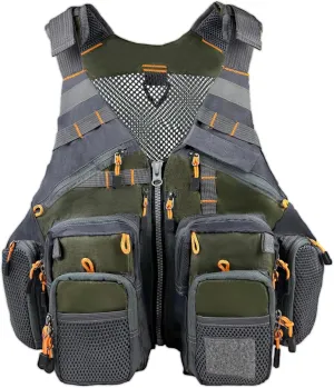 Fishing vest, breathable, multiple adjustable pockets, suitable for both men and women (Military Green)