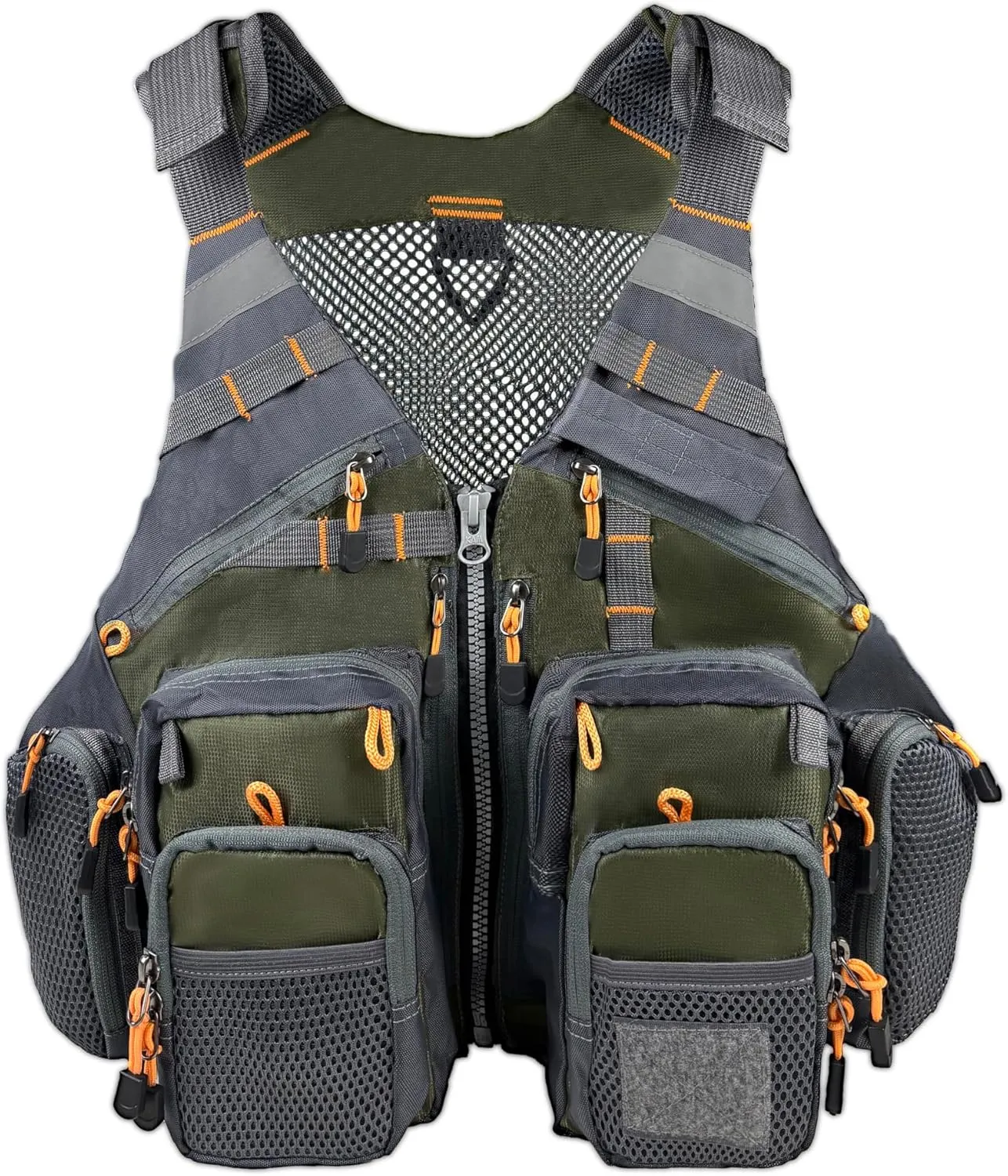 Fishing vest, breathable, multiple adjustable pockets, suitable for both men and women (Military Green)