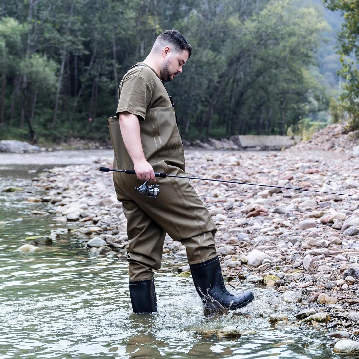 Fishing Waders for Men with Boots, Chest Waders, PVC Waterproof Waders for Hunting