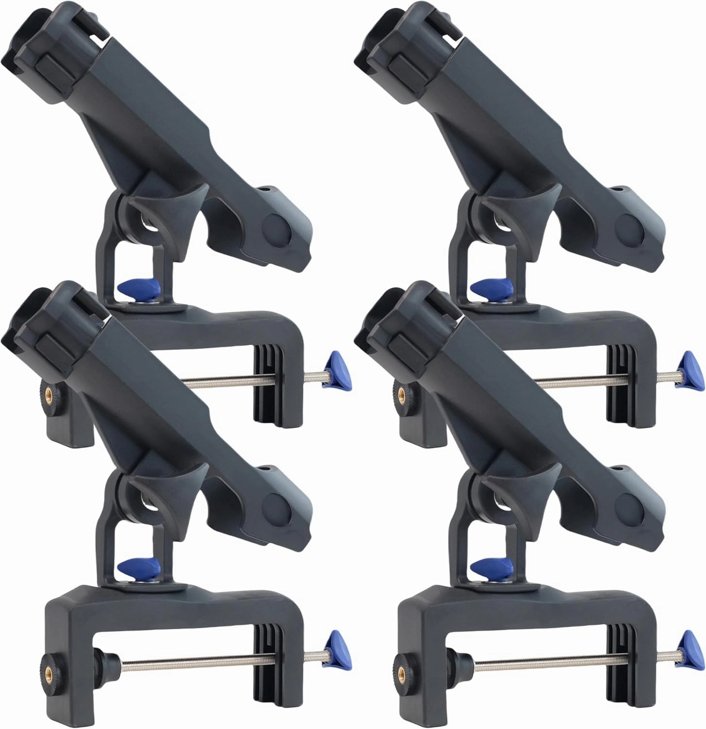 Fishing Boat Rods Holder with Large Clamp Opening 360 Degree Adjustable Fishing Rod Racks Folding Holder (RH30-4Pack)
