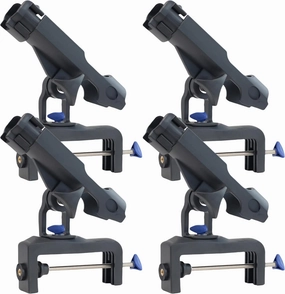 Fishing Boat Rods Holder with Large Clamp Opening 360 Degree Adjustable Fishing Rod Racks Folding Holder (RH30-4Pack)
