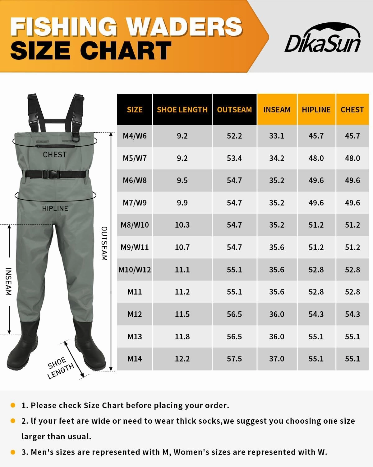 Fishing Waders for Men & Women, Waterproof 2-Ply Nylon/PVC Chest Wader with Boots for Fly Fishing Sizes 4-14 Bootfoot Waders Lightweight