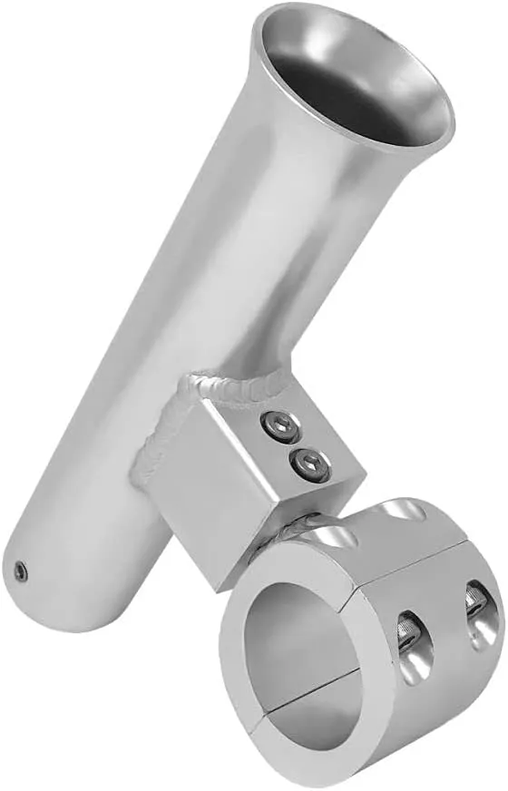 Fishmaster Adjustable T-Top Rod Holder - Marine Grade Aluminum, Rail Mount, Universal Fit - Black/White/Silver