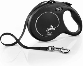 FLEXI New Classic Tape Retractable Dog Leash for Large Dogs Upto 110 lbs. – 26 ft., Black | Tangle Free Pet Walking Leash with One-Handed Brake, Pause, Lock|German Quality Product