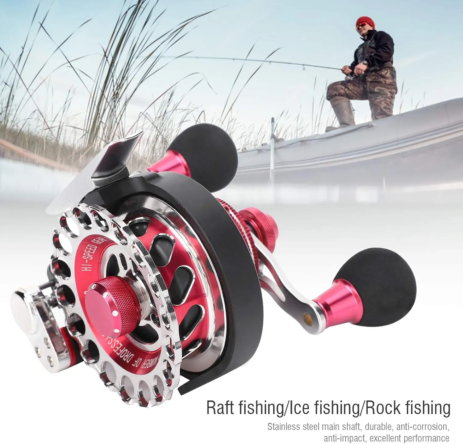 FLEXMAN B65 Baitcasting Reel, 10 1 BB 2.6:1 Gear Ratio Portable Fishing Reels, #3 100M Line Capacity Baitcasting Fishing Reel for Raft Sea Boat Reservoir Ice Fishing