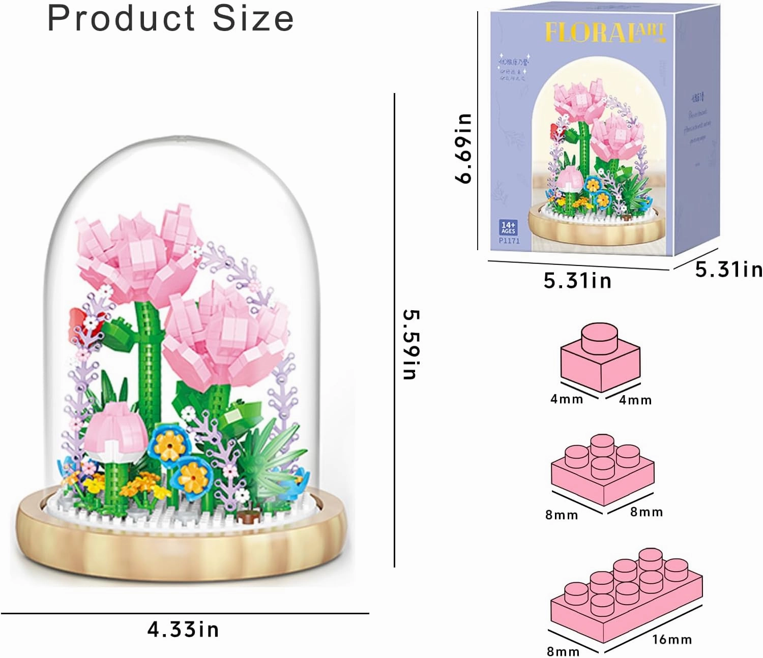 Flower Bouquet Building Set, Mini Bricks Building Blocks Artificial Flowers, DIY Decoration Home, 624 Pieces Botanical Collection Building Toys for Adult Kids Gift, Carnation