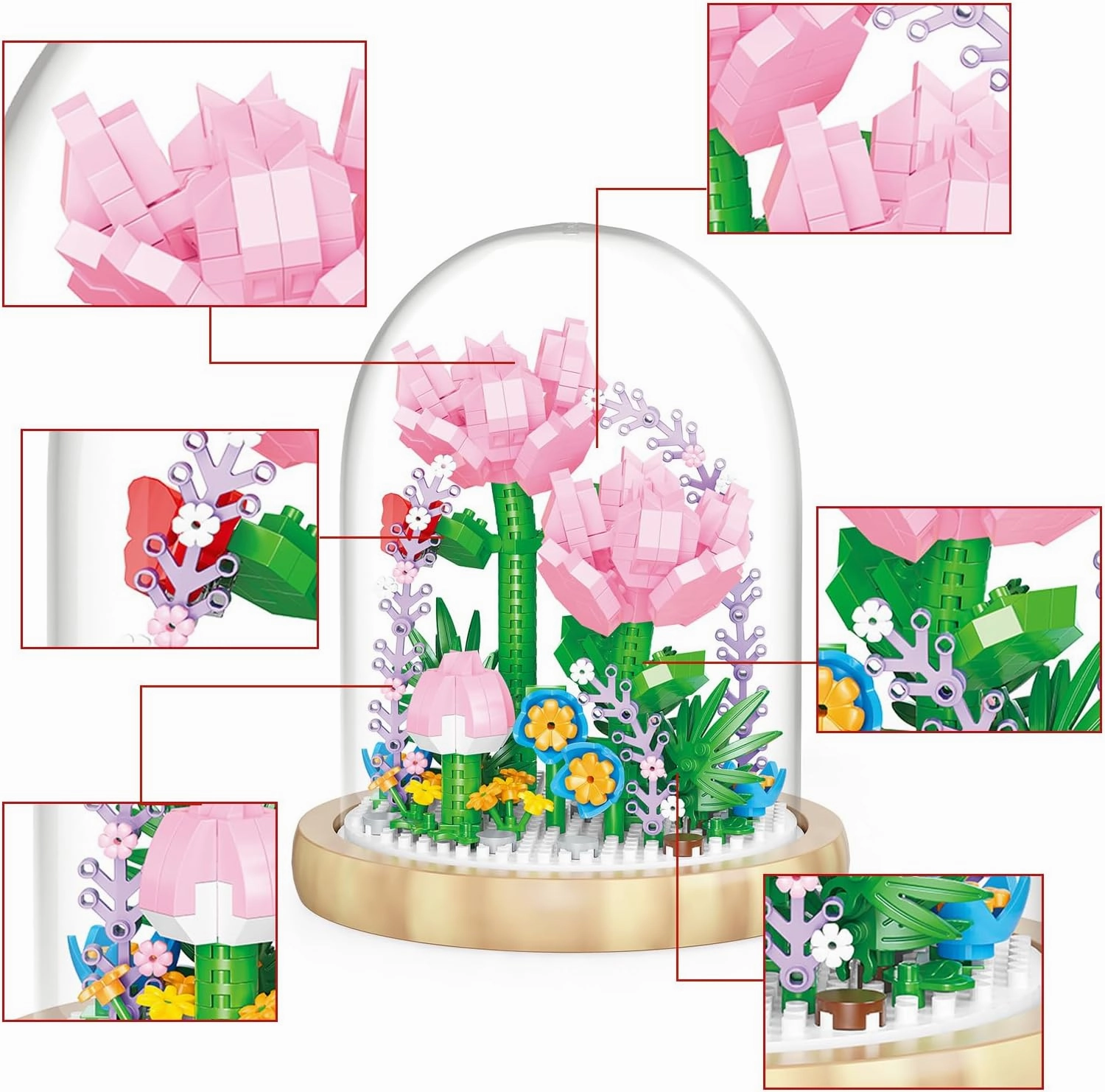 Flower Bouquet Building Set, Mini Bricks Building Blocks Artificial Flowers, DIY Decoration Home, 624 Pieces Botanical Collection Building Toys for Adult Kids Gift, Carnation