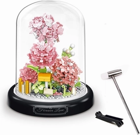 Flower Bouquets Building Toys - 642 PCS Little Daisy Micro Building Blocks Kit with Dust Cover, Preserved Flower Home Decor Christmas New Year Birthday Great gift for Mom/Lover/Women (Carnation)