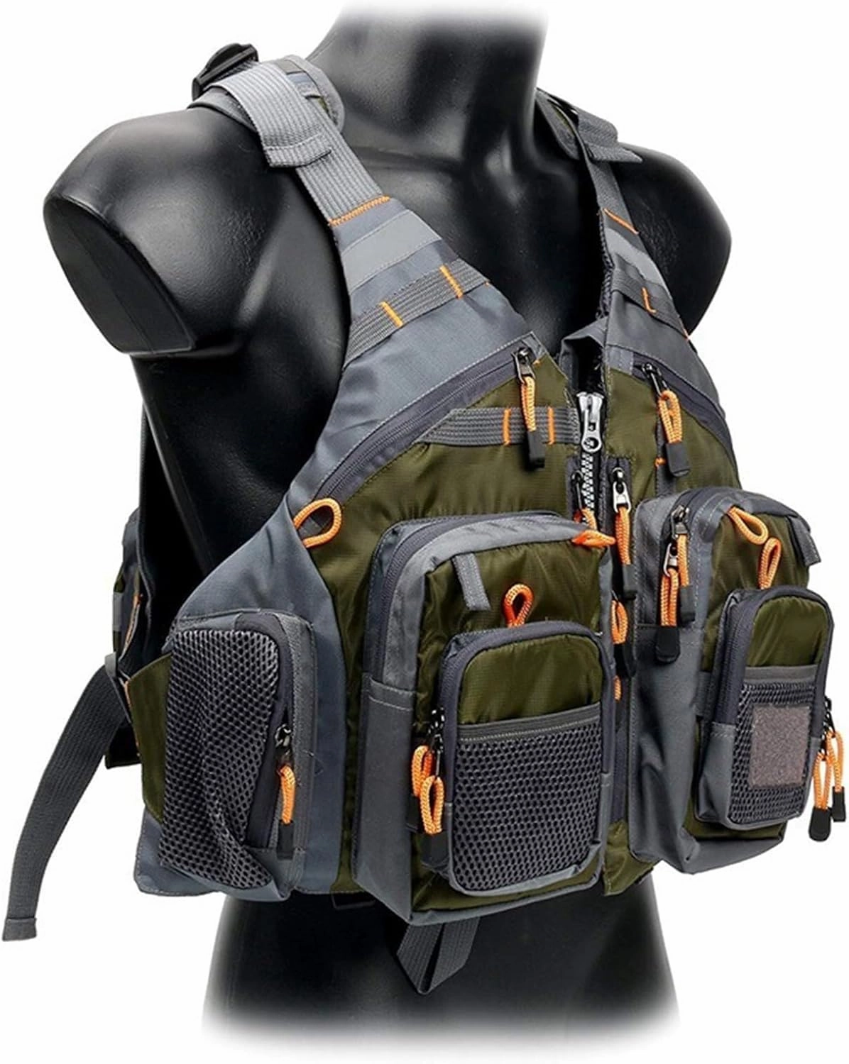 Fly Fishing Vest, Removable Mountain Climbing Fishing Vest for Adults, Adjustable Safety Buoyancy Jacket with Pockets, One Size