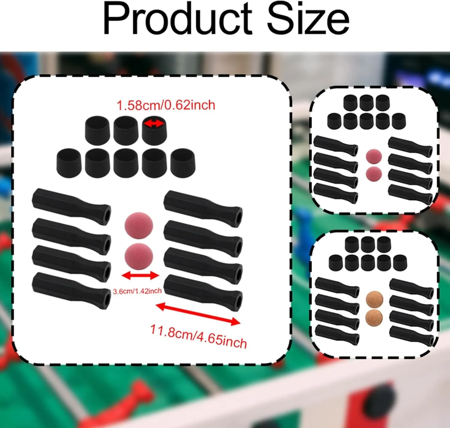 Foosball Handles End Caps Mini Table Football Game Easy to Install Non Slip Repair Standard Practical with Balls Replacement