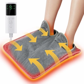 Foot Warmer Electric Heated Foot Warmer, Foot Heating Pad with Fast Heating Technology, Non-Slip Foot Heater for Bed, Office, Under Desk, 9 Temperature Settings, 2h Auto Off, Machine Washable, Gray