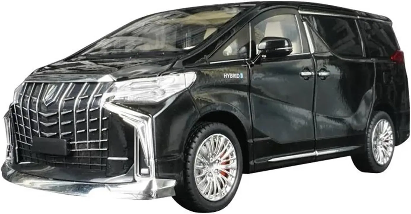 for Alphard MPV 1:18 Alloy Mini Car Die Cast Metal Sound & Light Collection Vehicle Gifts(Black)