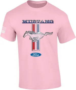 Ford Mustang T-Shirt Pony & Stripes Logo Classic Retro Design Racing Performance Car Enthusiast Garage Tee Authentic