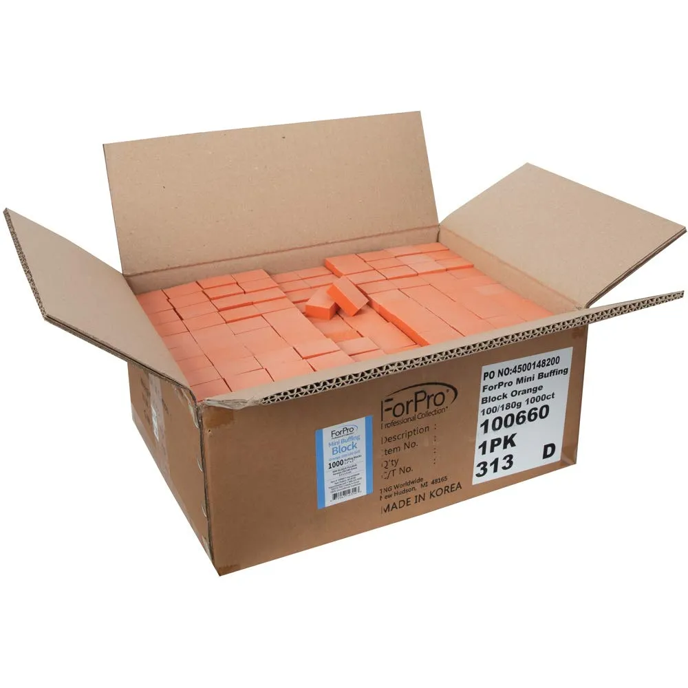 ForPro Professional Collection Mini Buffing Block, Orange, 100/180 Grit, 1000-Count
