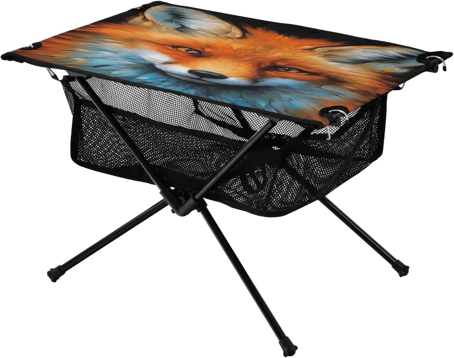 Fox Drawing Portable Folding Camping Table, Compact Lightweight Beach Table with Carrying Bag for Outdoor Picnics, BBQs, Camp