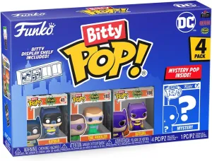 Funko Bitty POP! DC - Batgirl, 4-Pack - Batman, Batgirl, The Riddler and A Surprise Mystery Mini Figure - 0.9 Inch (2.2 Cm) - DC Comics Collectable - Stackable Display Shelf Included - Gift Idea