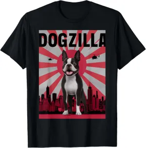 Funny Retro Japanese Dogzilla Boston Terrier Dog Lover T-Shirt