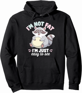 Funny Raccoon Chubby Animal Humor Cozy Lazy Pullover Hoodie