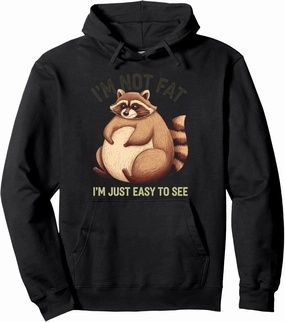 Funny Raccoon Chubby Animal Humor Cozy Lazy Pullover Hoodie
