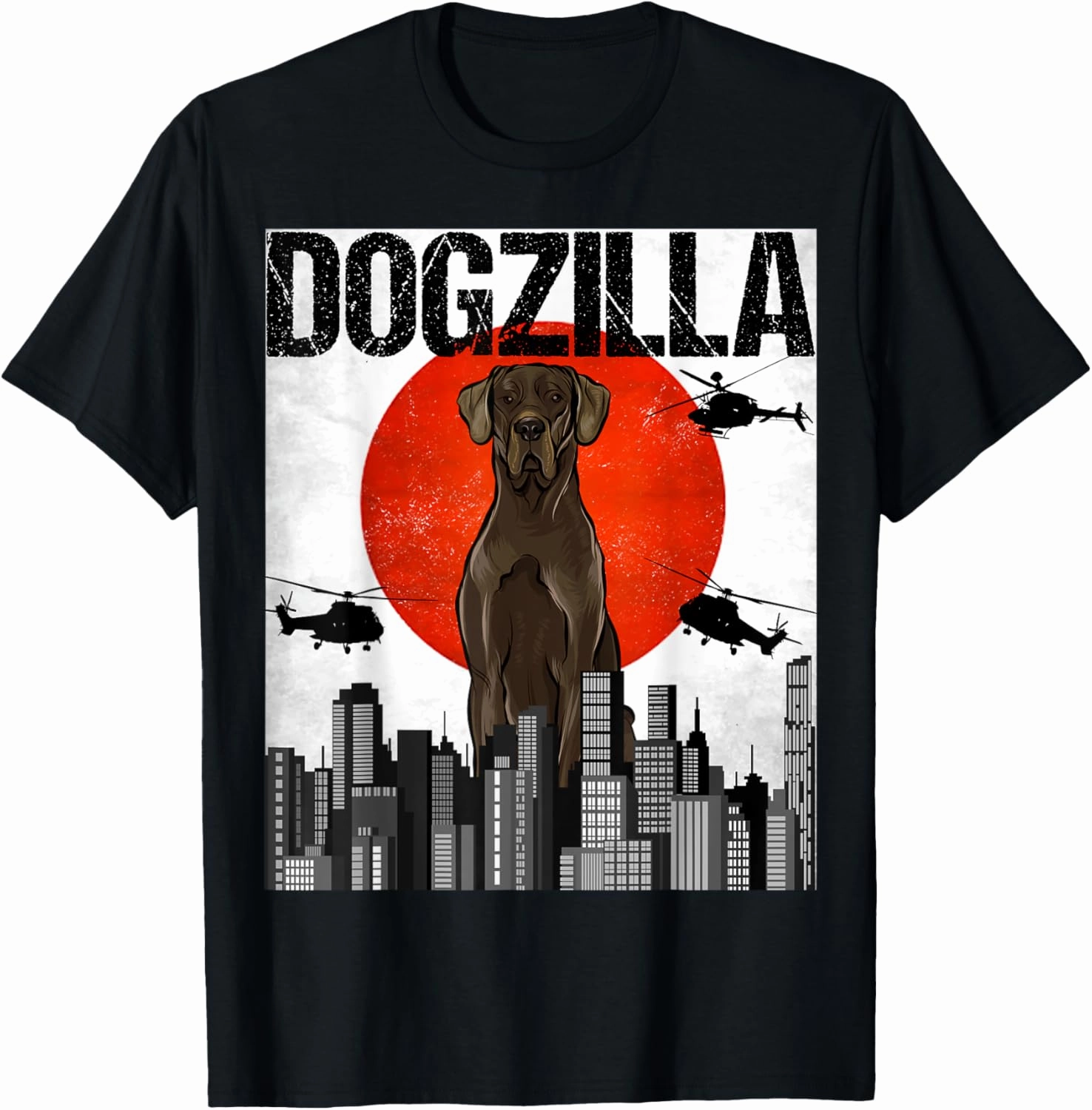 Funny Vintage Japanese Dogzilla Black Great Dane T-Shirt