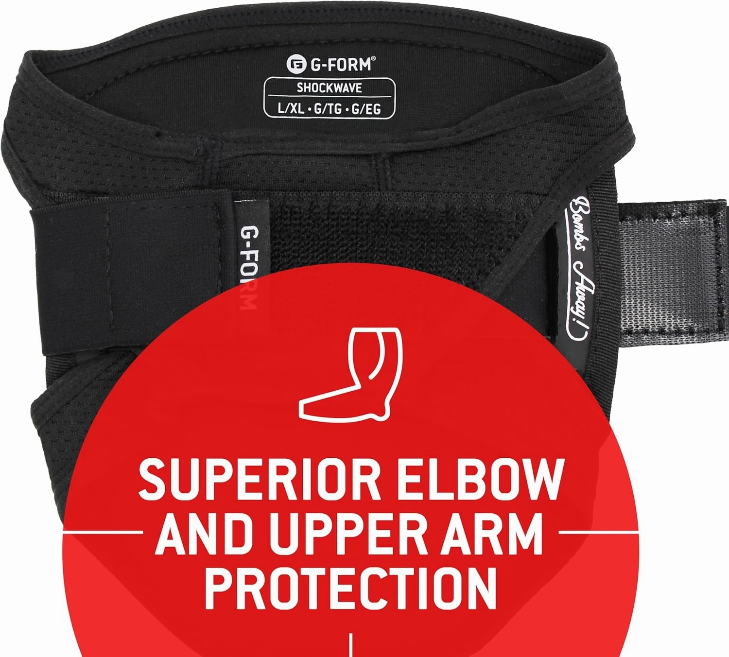 G-Form Shockwave Fastpitch Elbow Guard - Softball Elbow Pad - Washable Protective Guard for Women & Girls - Flexible & Breathable Elbow Sleeve Guard