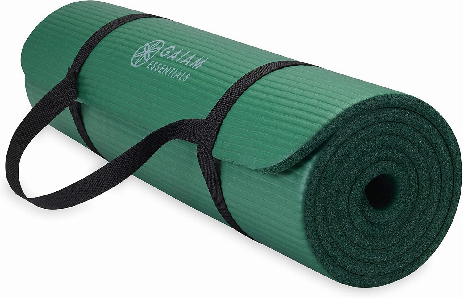 Gaiam Essentials Thick Yoga Mat Fitness & Exercise Mat with Easy-Cinch Yoga Mat Carrier Strap, 72"L x 24"W x 2/5 Inch Thick