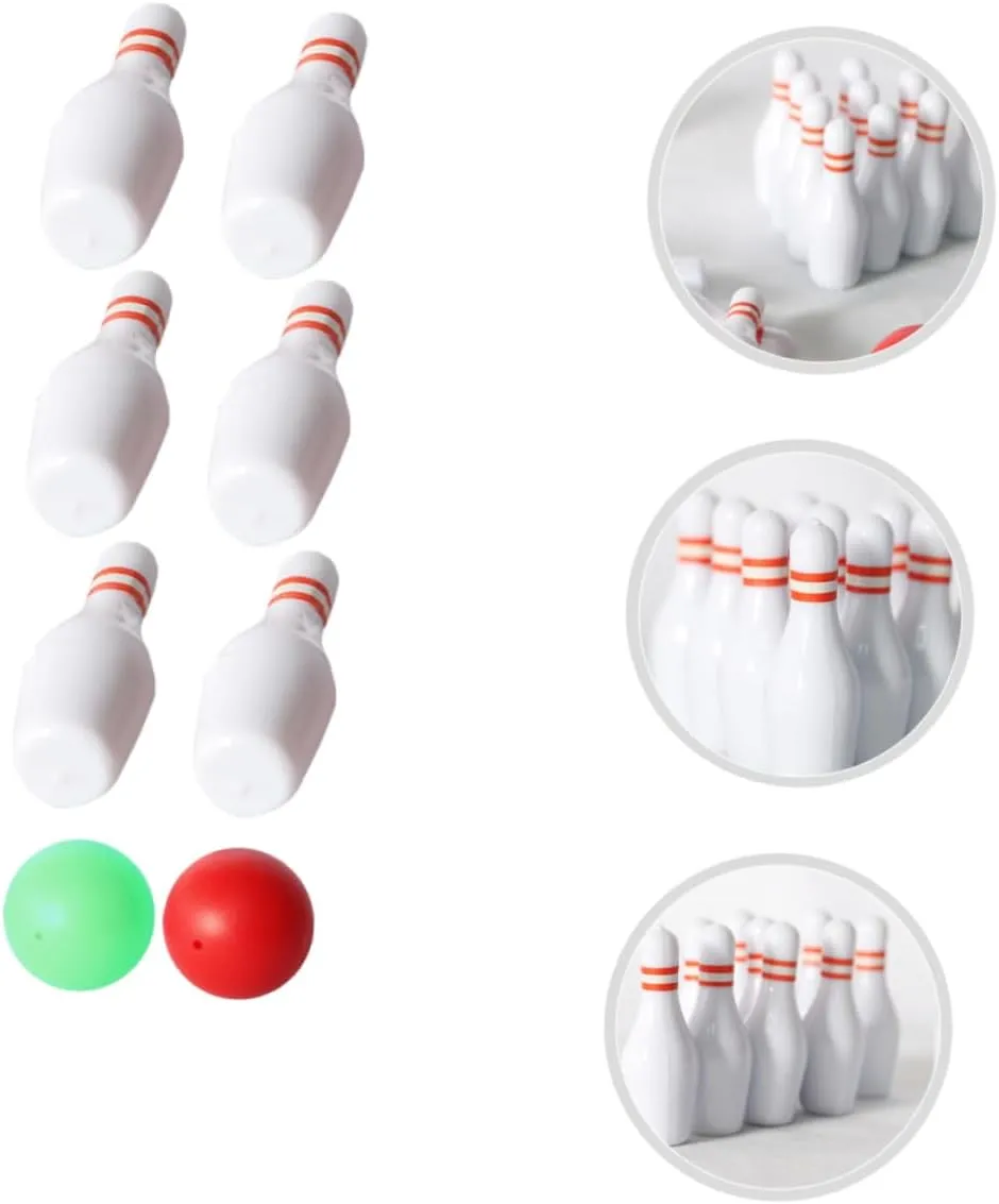 Garneck 1 Set Mini Bowling Set Dollhouse Desktop Bowling Pins and Balls Decorative Accessories for Imagination and Hands Play Safe and Compact Design