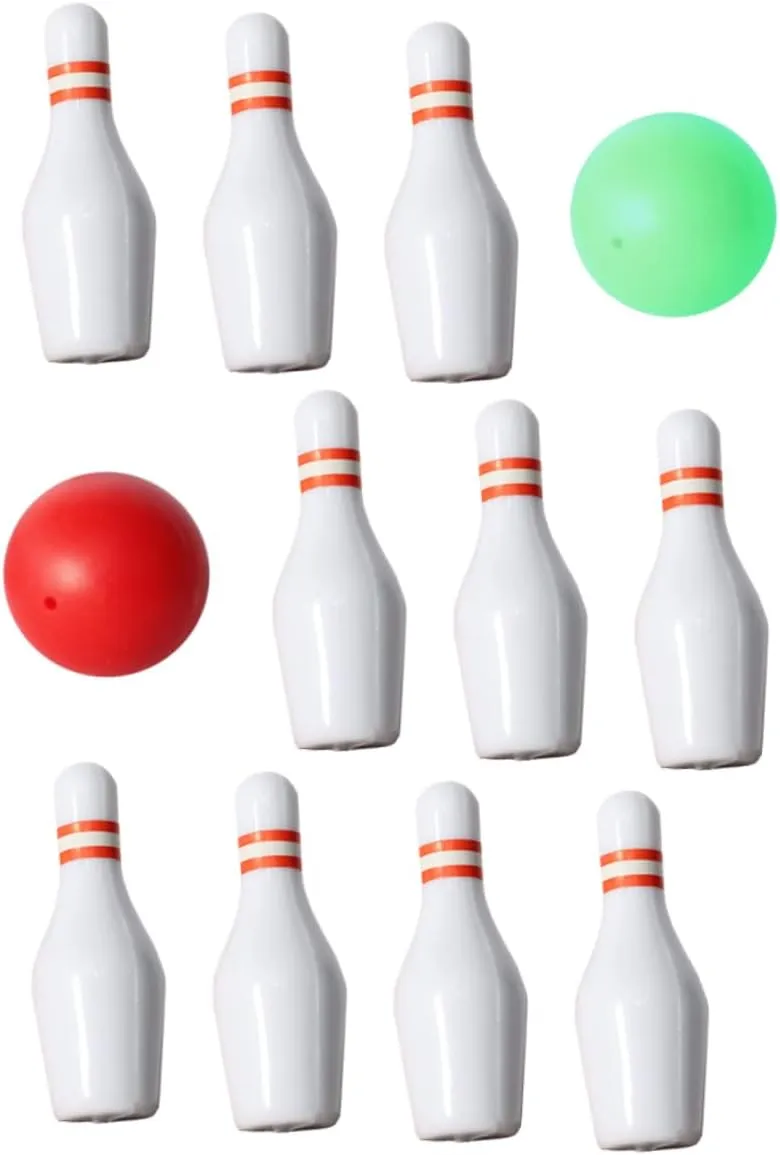 Garneck 1 Set Mini Bowling Set Dollhouse Desktop Bowling Pins and Balls Decorative Accessories for Imagination and Hands Play Safe and Compact Design