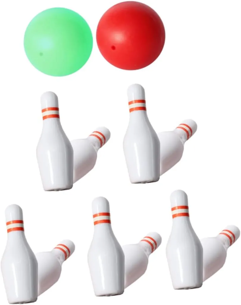 Garneck 1 Set Mini Bowling Set Dollhouse Desktop Bowling Pins and Balls Decorative Accessories for Imagination and Hands Play Safe and Compact Design