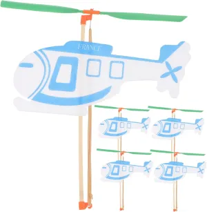 Garneck Rubber Band Powered Helicopter Model 5pcs Mini Helicopter Toys Glider Airplanes for Boys and Girls