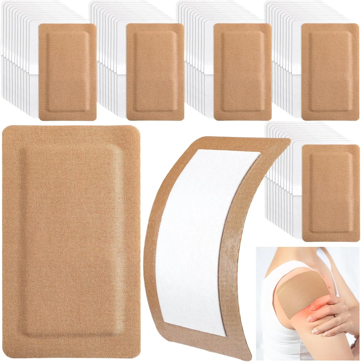 Geiserailie 60 Pcs Flexible Extra Large Adhesive Bandages 5" x 3" Sterile Fabric Adhesive Bandages with Non Stick Pad, Latex Free for Wound Care