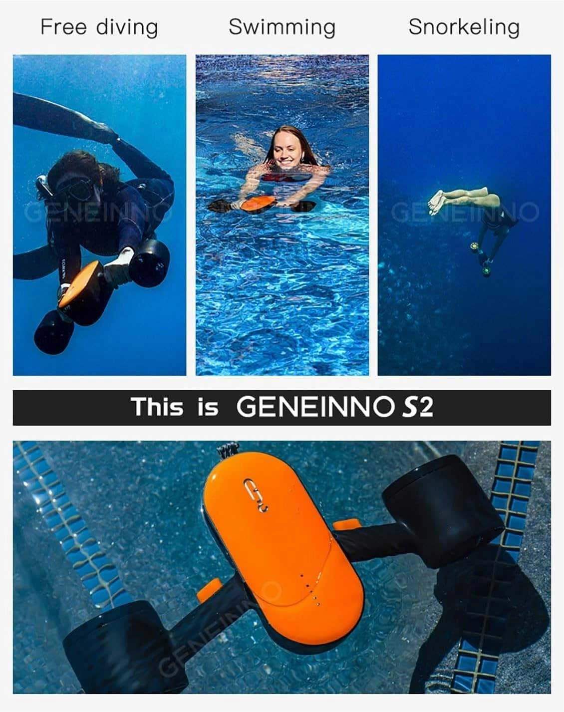 GENEINNO S2 Underwater Scooter,Dual Motors and Smart APP Support,Sea Scooter for Swimming Scuba Free Diving Snorkeling for Kids Adults