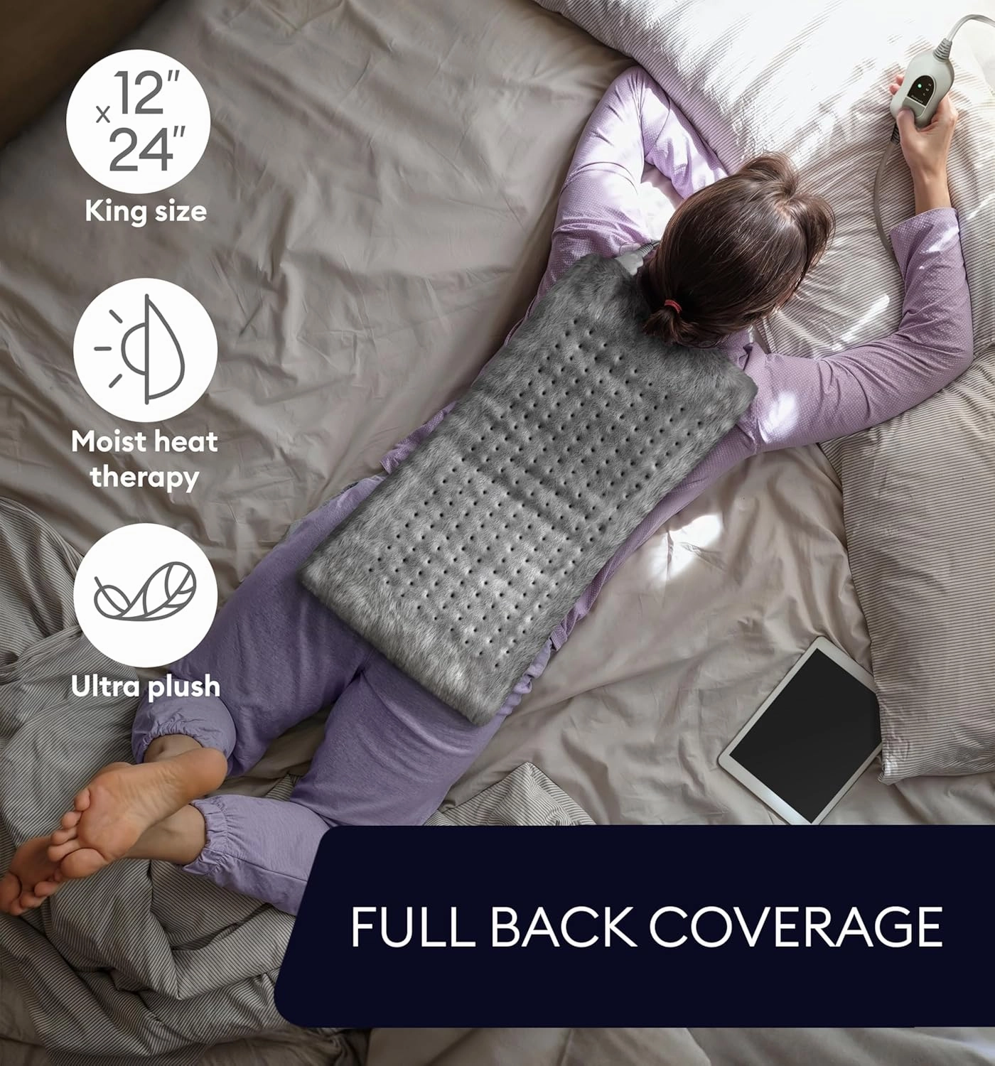 GENIANI Large Electric Heating Pad for Back Pain & Cramps Relief, Mothers Day & Birthday Gifts for Women Mom, FSA HSA Eligible, Auto Shut Off, Machine Washable, Heat Pad for Neck & Shoulder, 12×24"