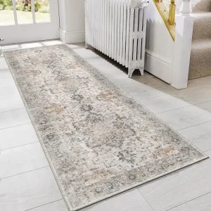 GENIMO Runner Rug 2x5 Non Slip Machine Washable Vintage Hallway Runner Rug, Low Pile Lightweight Rugs for Entryway, Hallway, Kitchen and Corridor, Light Taupe Brown