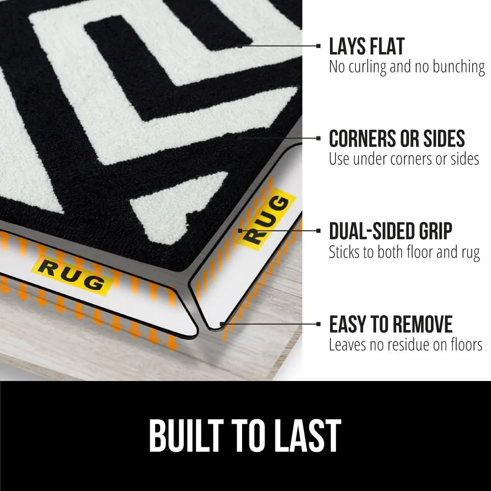 GORILLA GRIP Patent Pending 24 Pack Rug Gripper Pads, Keep Area Rugs Corners from Curling and Bunching, Reusable Dual-Sided Flexible Sticky Pad, Grips Floor, Holds Carpet in Place on Hardwood Floors