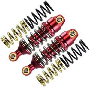 GPM For Traxxas 1/16 Mini E-Revo, Mini Slash, Mini Summit Upgrade Parts Aluminum Front/Rear Adjustable Spring Damper (1.2mm,1.3mm & 1.4mm Coil Springs) With Aluminum Ball Ends - 1Pr Set Red