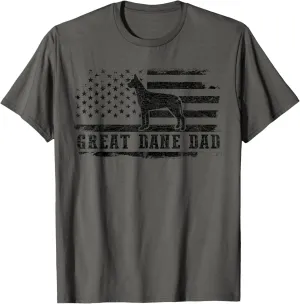 Great Dane Dad Distressed American Flag Patriotic Dog T-Shirt