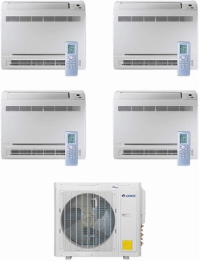 Gree 30,000 BTU Multi21  Quad-Zone Floor Console Mini Split Air Conditioner Heat Pump 208/230V SEER 21 (9-9-12-12)